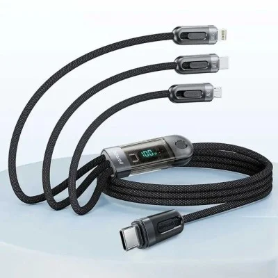 Porodo Multi-Connector Type-C Fast Charging Display Cable Lightning 1.2M